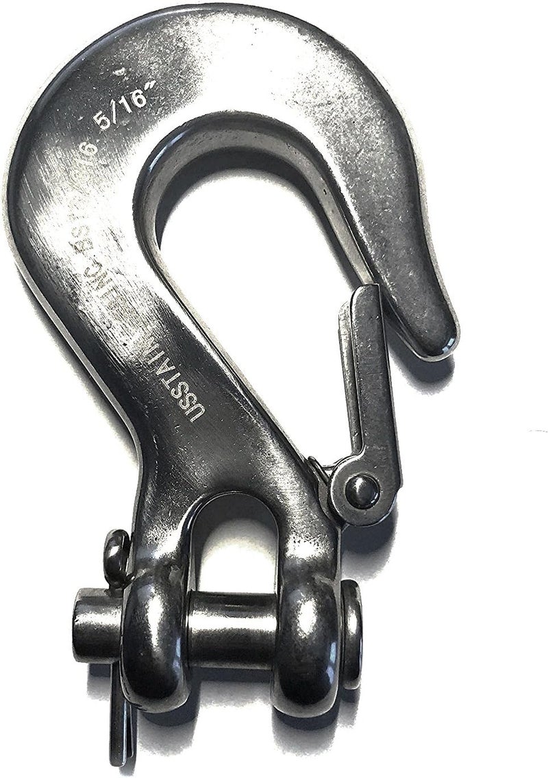 US Stainless Stainless Steel 316 Clevis Slip Hook with Safety Latch 5/16" Marine Grade - Image 1