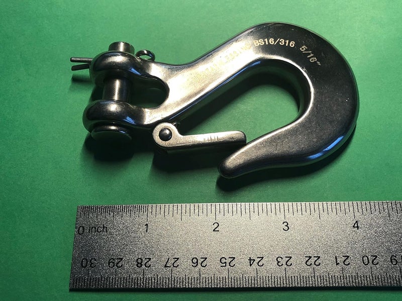 US Stainless Stainless Steel 316 Clevis Slip Hook with Safety Latch 5/16" Marine Grade - Image 2