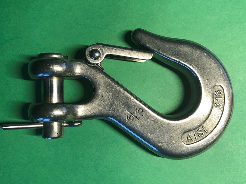 US Stainless Stainless Steel 316 Clevis Slip Hook with Safety Latch 5/16" Marine Grade - Image 3