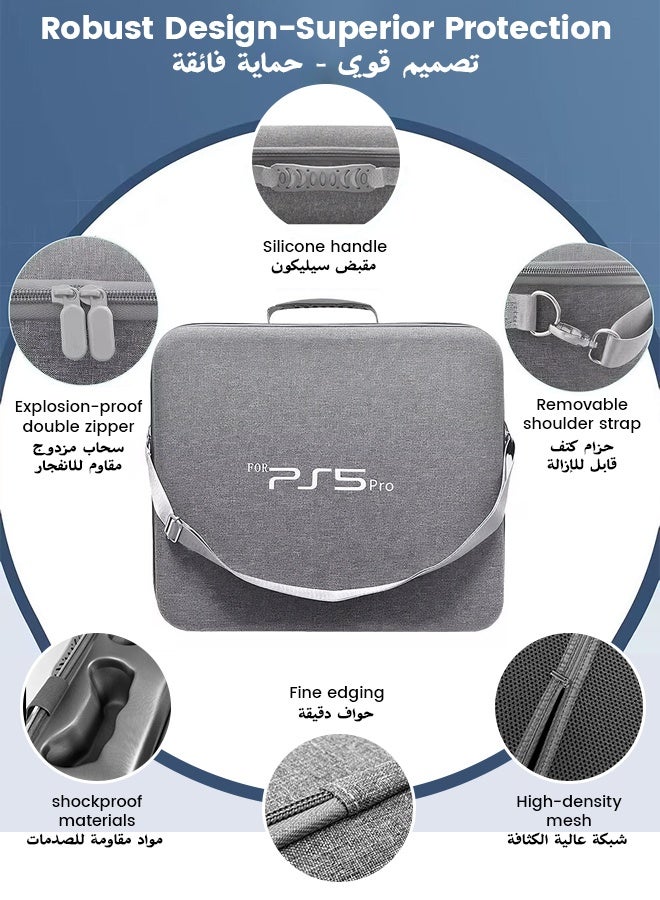 nafas Carrying Case for PS5/PS5 PRO, Protective Travel Bag for PS5/PS5 PRO Travel Case Holds Console, Controllers, Base and Other Accessories, Shockproof, Waterproof and Scratchproof - Image 3