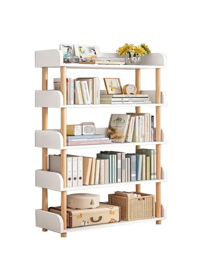 keke 5 Tier Wooden Open Bookcase Freestanding Bookshelf with Side Panels and Solid Wood Frame for Home and Office - Image 1