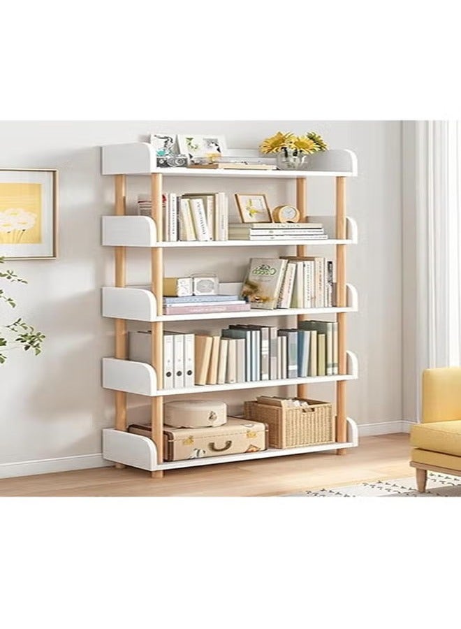 keke 5 Tier Wooden Open Bookcase Freestanding Bookshelf with Side Panels and Solid Wood Frame for Home and Office - Image 2