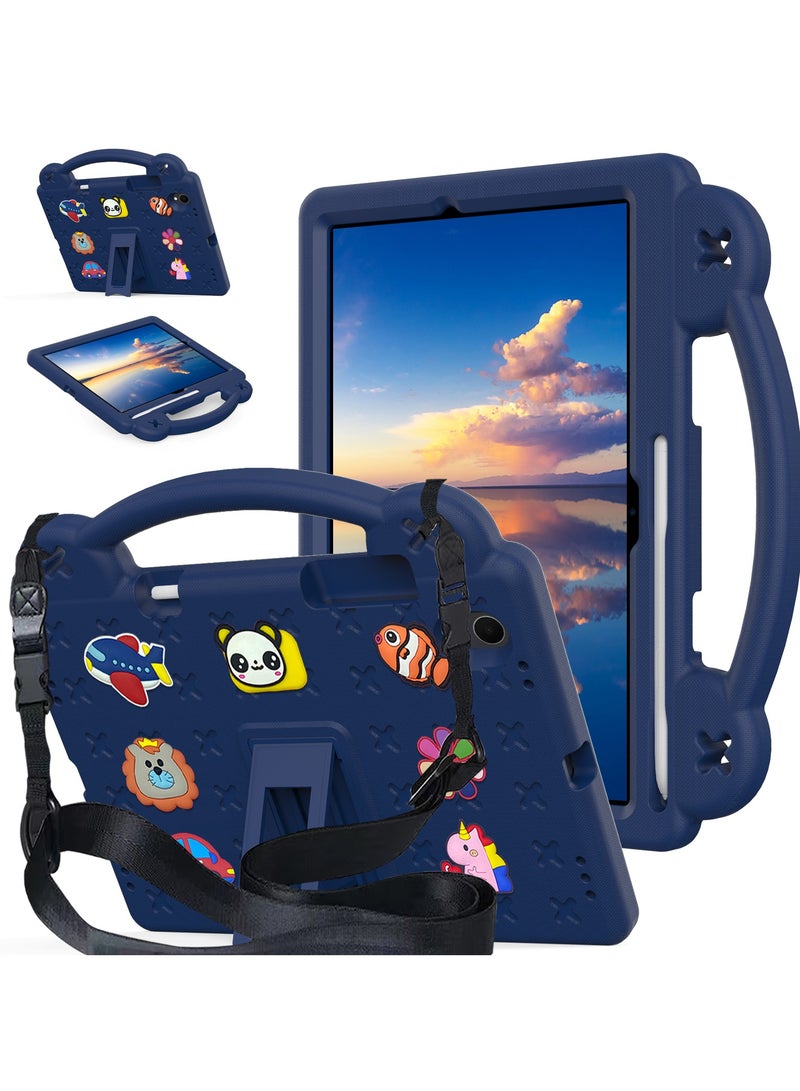 VKL Kids Case Compatible with Samsung Galaxy Tab S11 11 Inch 2025, Lightweight EVA Kids Friendly Shockproof Case Cover with Invisible Bracket, Handle and Shoulder Strap (Navy Blue) - Image 1