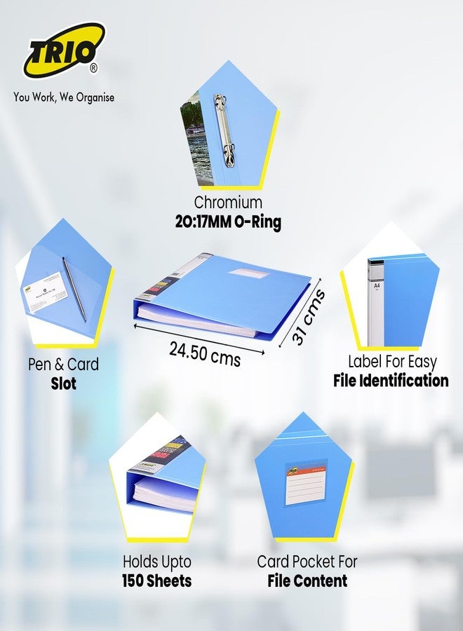 تريو مجموعة من 3 حافظات ملفات للمستندات بحجم A4، حافظة حلقية، ملف مشروع، أوراق واجبات، شهادات، منظم مستندات - عبوة من 3 قطع، أزرق - Image 3
