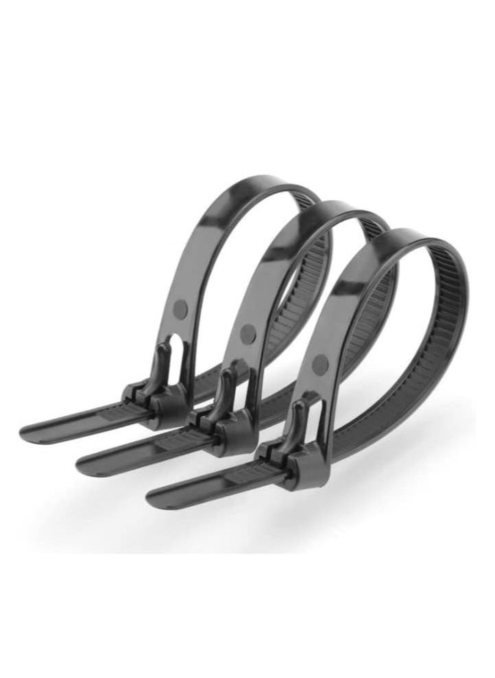 SYOSI - Reusable Zip Ties Heavy Duty Zip Tie Thick Black Cable Ties Reusable 100 Pack 50lb Tensile Strength Nylon Cable Wire Ties for Multi-Purpose Use Indoor And Outdoor Plastic Tie Wire 12 Inch - Image 1