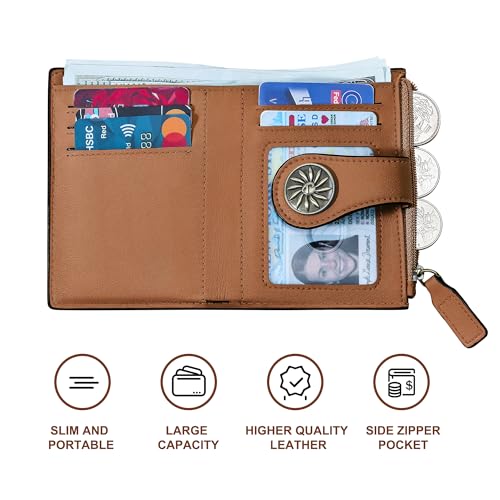 Tipmile محفظة صغيرة للنساء من تيبمايل، قابلة للطي، مع حماية RFID، حاملة بطاقات جلدية مع جيب بسحاب للنقود - Image 5