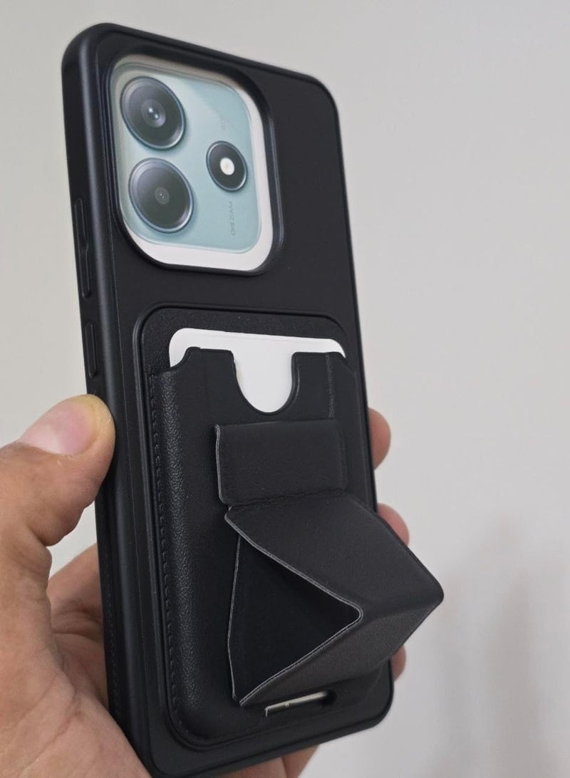 Leather back cover with card wallet Foldable Shockpoof Case compatible with Xiaomi Redmi Note 14  - Image 2