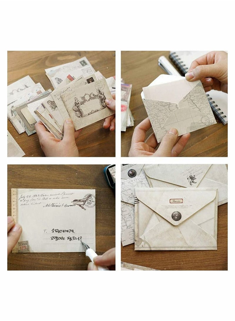 Y&D - Mini Vintage Envelope, SYOSI 72Pcs Small Handmade Gift Card Envelopes Holders, for DIY Birthday Party, Greeting Cards, Invitation Tools Kids Art Craft (12 Different Design) - Image 1