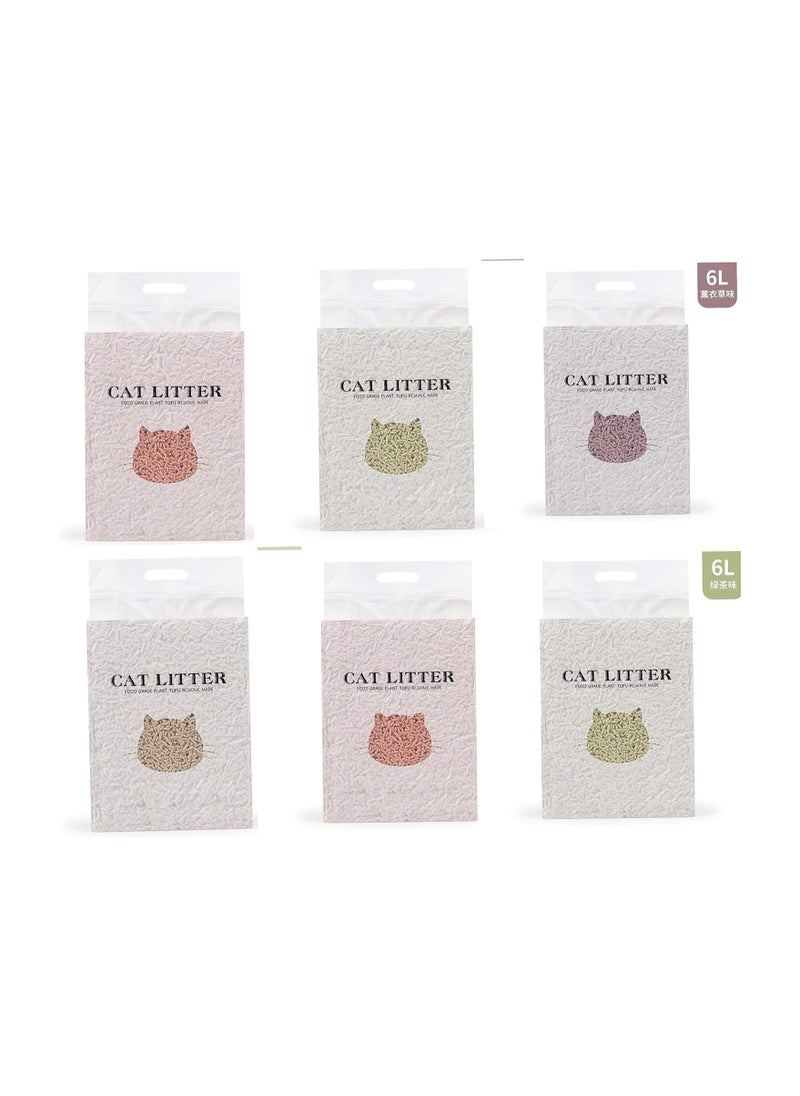 Dubkart - 6 Packs 6L Clumping Litter Biodegradable Absorbent Fragrance Soft Natural Been Tofu Cat Litter (36L) - Image 1