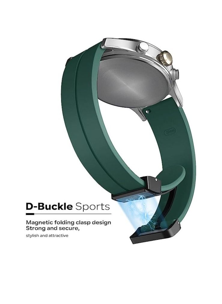 22mm Silicone Strap With Magnetic Folding Buckle For Oraimo Tempo W 3 OSW22N- Smart WatchSport Green  - Image 2