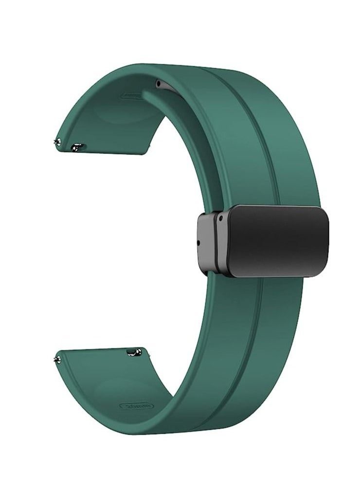 22mm Silicone Strap With Magnetic Folding Buckle For Oraimo Tempo W 3 OSW22N- Smart WatchSport Green  - Image 1