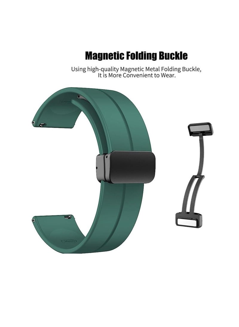 22mm Silicone Strap With Magnetic Folding Buckle For Oraimo Tempo W 3 OSW22N- Smart WatchSport Green  - Image 3