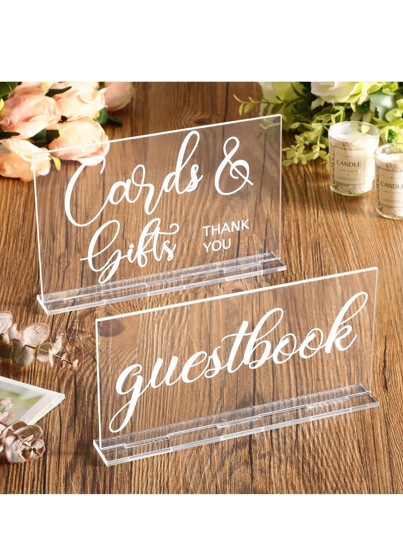 SYOSI 2 Pieces Acrylic Wedding Reception Sign Guest Book Sign Cards and Gifts Wedding Sign with Stand Rustic Farmhouse Hanging for Wedding Cabin Beach Party Home Decor, 2 Styles  - Image 5