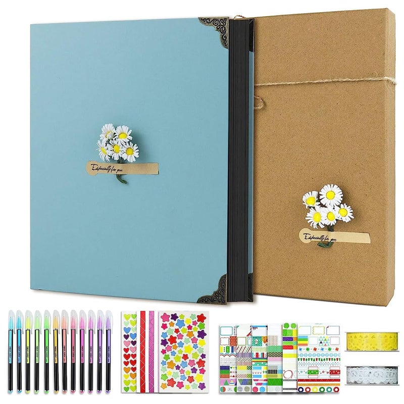HASTHIP HASTHIP® DIY Scrapbook Photo Album Kit, Anniversary Gift for Couple Special, Our Adventure Scrapbook with Pens, Washi Tapes, Stickers, 60 Pages Hardcover 8.5x11 Inches Scrapbooking Photo Album - Image 1