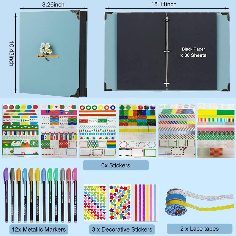 HASTHIP HASTHIP® DIY Scrapbook Photo Album Kit, Anniversary Gift for Couple Special, Our Adventure Scrapbook with Pens, Washi Tapes, Stickers, 60 Pages Hardcover 8.5x11 Inches Scrapbooking Photo Album - Image 2