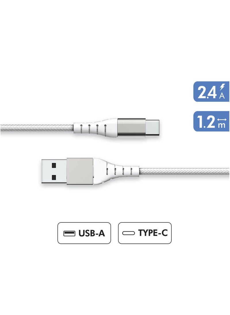 FORCE Force Power Lite USB A to USB C Reinforced Cable 1,2m Lifetime Warranty White  - Image 2