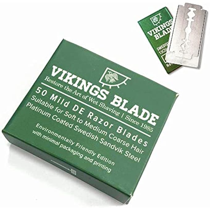 VIKINGS BLADE Swedish Steel Replacement Razor Blades 50 Count 9 to 12 months supply Mild  Safe - Image 1