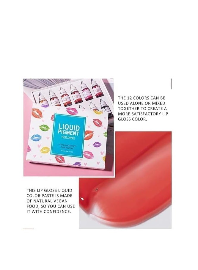 lakerain 12 Colors Lipstick Liquid Pigment Set, DIY Lip Gloss and Lipstick Liquid Coloring Colorant Dye, Edible Coloring Pure Plant Pigment, Dying Candle Soap Lip Gloss Making Craft for DIY - Image 2