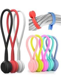 8 Pack Silicone Magnetic Cable Ties, Reusable Magnetic Twist Ties for Bundling and Organizing Cable & Cord, Hanging & Holding Stuff, Book Markers, and Fridge Magnets
