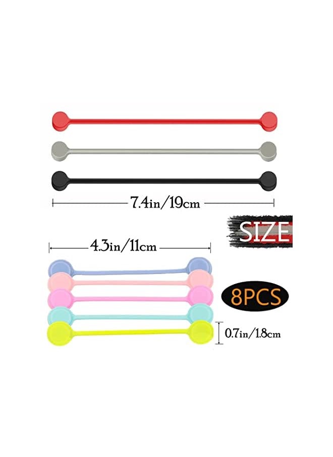PROMASS - 8 Pack Silicone Magnetic Cable Ties, Reusable Magnetic Twist Ties for Bundling and Organizing Cable & Cord, Hanging & Holding Stuff, Book Markers, and Fridge Magnets - Image 1