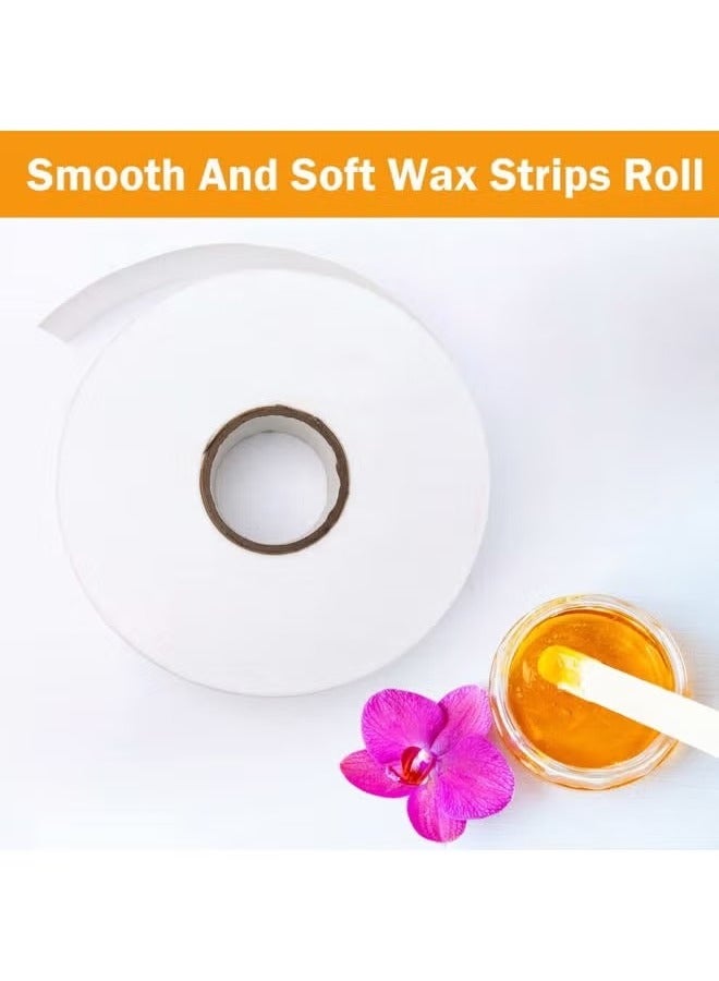 إليت قطعتان من شرائط الشمع غير المنسوجة لإزالة شعر الجسم والوجه، 2.76 بوصة × 100 ياردة من ورق الشمع المقاوم للتمزق لإزالة شعر الحواجب والساقين، درجة الصالون - Image 4