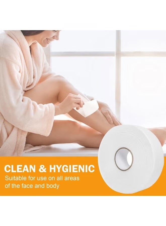 إليت قطعتان من شرائط الشمع غير المنسوجة لإزالة شعر الجسم والوجه، 2.76 بوصة × 100 ياردة من ورق الشمع المقاوم للتمزق لإزالة شعر الحواجب والساقين، درجة الصالون - Image 2