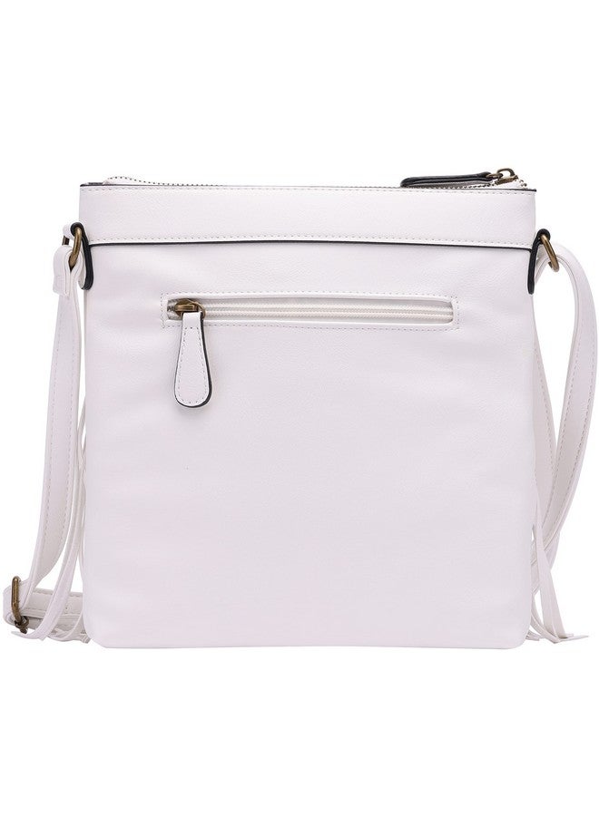 B BRENTANO Vegan Fringed Crossbody Bag With Studs (White) - Image 2