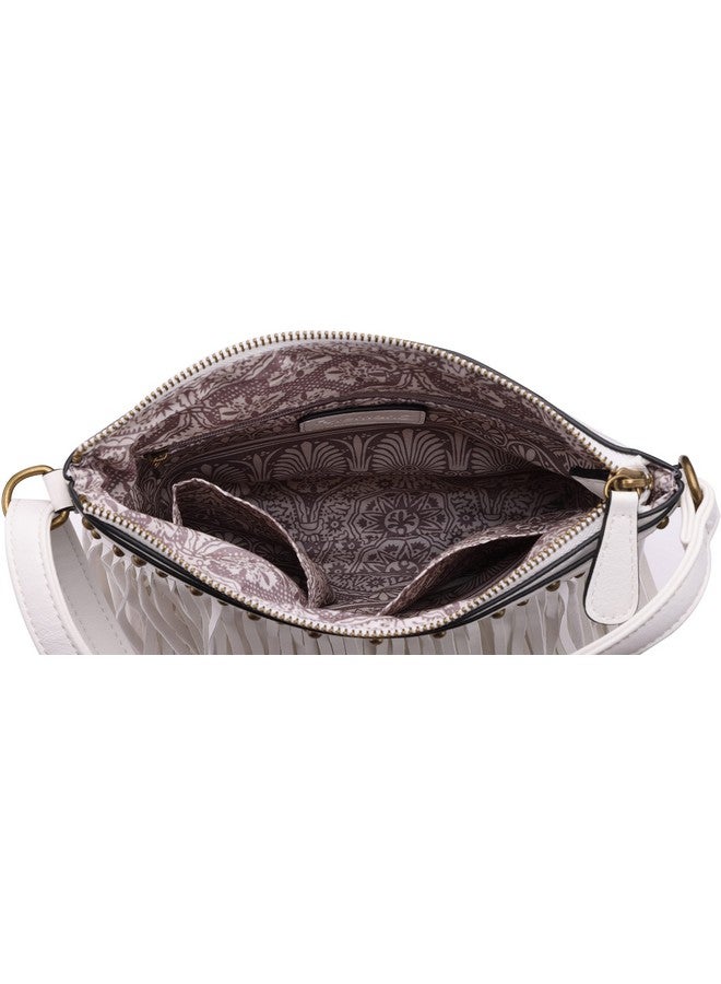 B BRENTANO Vegan Fringed Crossbody Bag With Studs (White) - Image 5