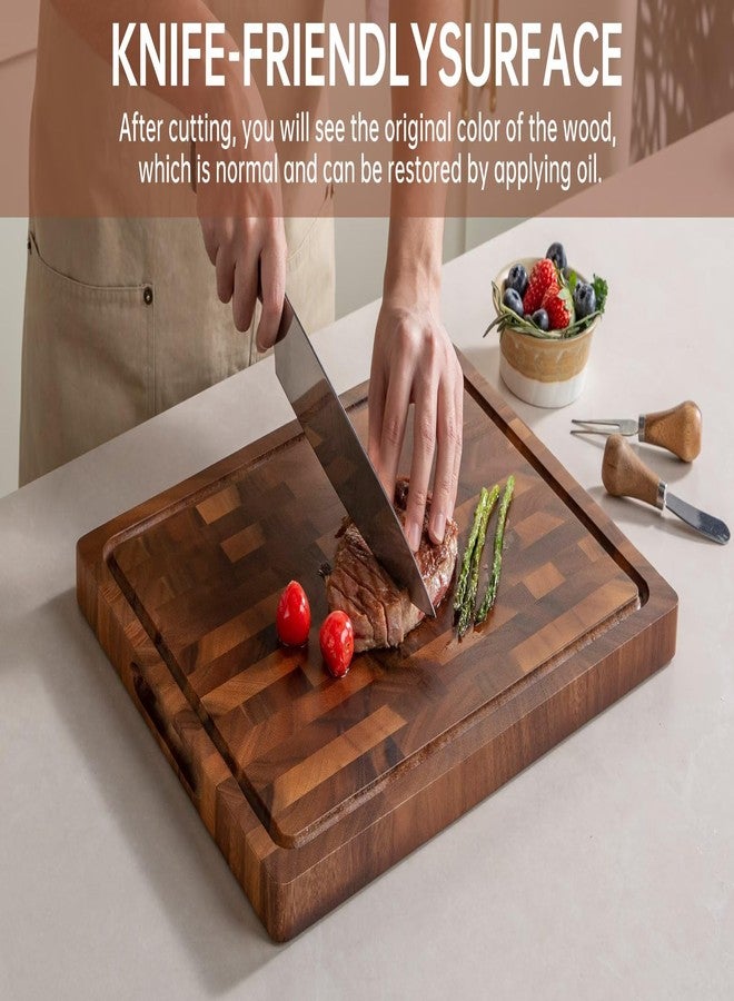 THETCHRY Walnut Wood Cutting Boards for Kitchen, Large Chopping Board Double Sided, End Grain Cutting Board with Handle, Charcuterie Butcher Block for Meal Prep & Serving with Gift Box, 17"×13"×1" - Image 4