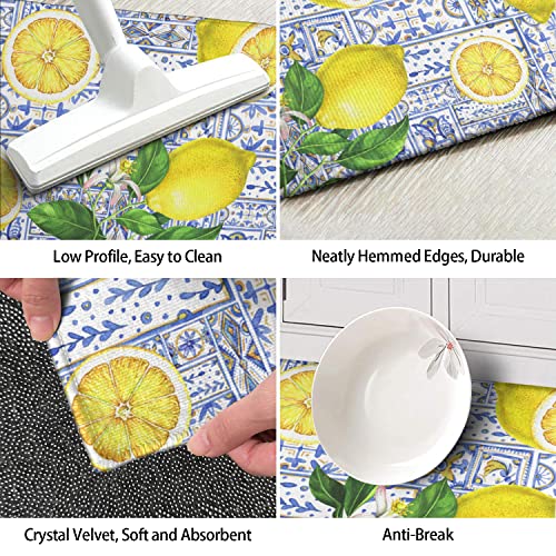 Ideasonna Watercolor Lemon Kitchen Rug Mat Decor Summer Kitchen Rugs Sets of 2 Non-Slip Washable Kitchen Mats for Floor 2 Piece Lemon Rugs Decorations for Kitchen - Image 5
