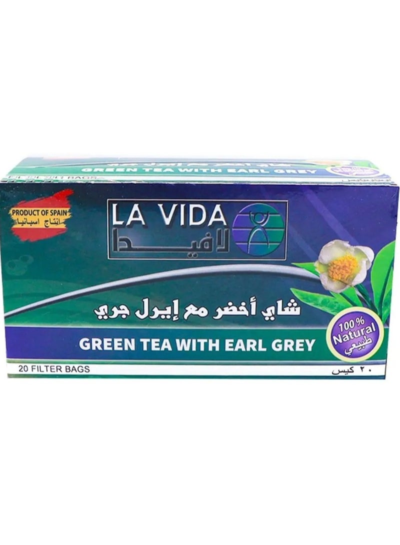 لافيدا شاي أخضر مع إيرل جراي، 20 كيس