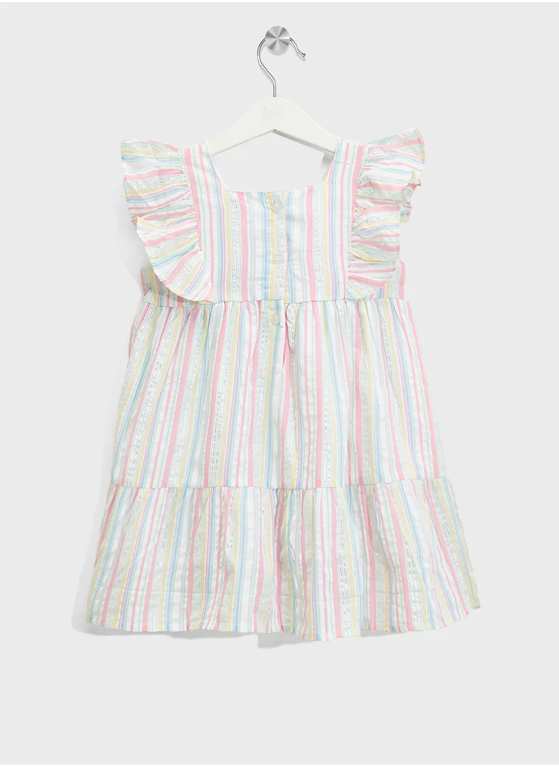 Ripples Girls Cotton Striped Dress