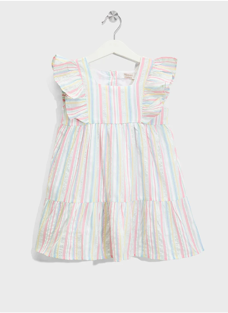 Ripples Girls Cotton Striped Dress