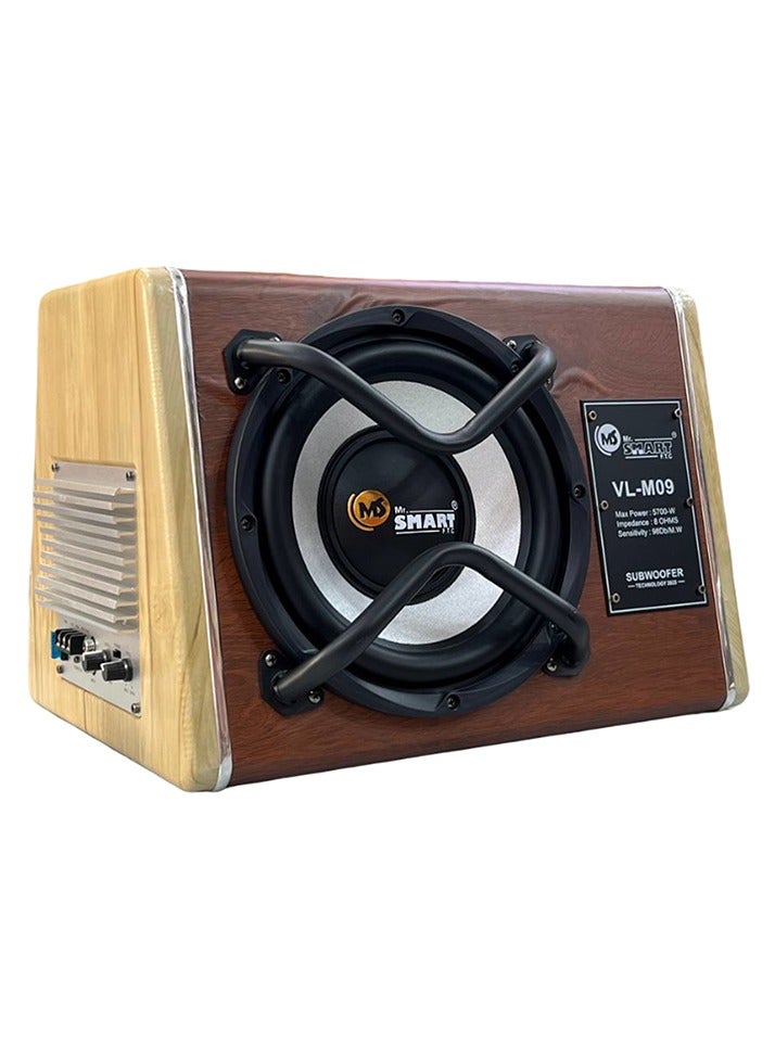 Mr.Smart Car Subwoofer Speaker VL-M09, 9-inch, 5700W Max Power, Beige And Brown, Built-in Amplifier