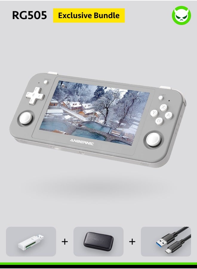 ANBERNIC  Anbernic RG505 Handheld Game Console 4.95-inch OLED Touch Screen 960:544 Android 12 Unisoc Tiger T618 64-bit 4GB LPDDR4X 26 Emulators with Gift Package【Grey-256G with 31,000 Games Pre-installed】  - Image 1