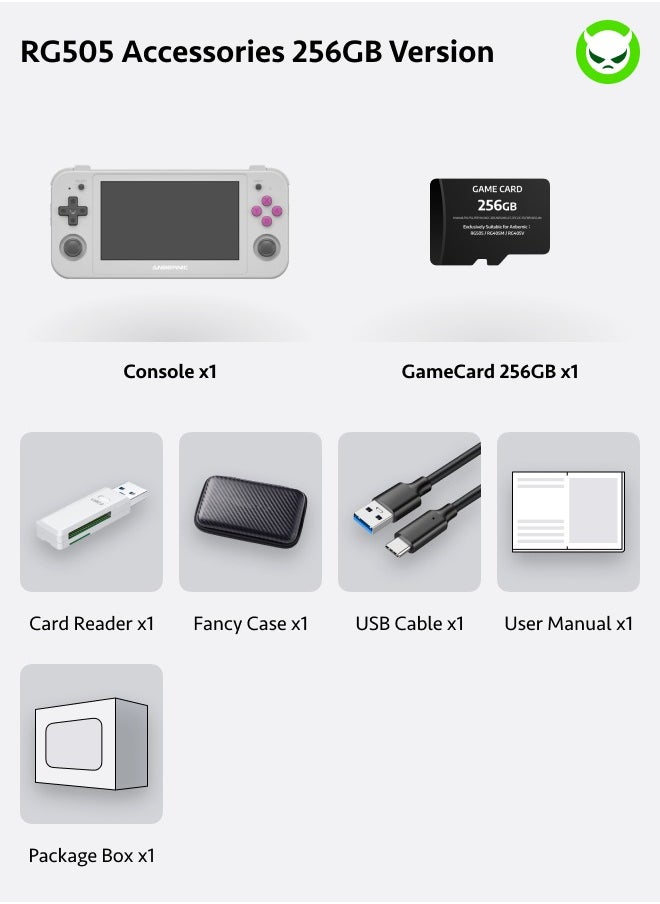 ANBERNIC  Anbernic RG505 Handheld Game Console 4.95-inch OLED Touch Screen 960:544 Android 12 Unisoc Tiger T618 64-bit 4GB LPDDR4X 26 Emulators with Gift Package【Grey-256G with 31,000 Games Pre-installed】  - Image 2
