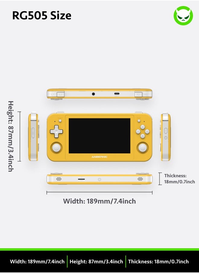 ANBERNIC  Anbernic RG505 Handheld Game Console 4.95-inch OLED Touch Screen 960:544 Android 12 Unisoc Tiger T618 64-bit 4GB LPDDR4X 26 Emulators with Gift Package【Grey-256G with 31,000 Games Pre-installed】  - Image 5