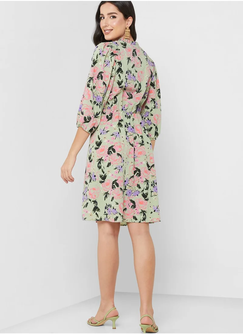 VERO MODA Puff Sleeve Tiered Dress