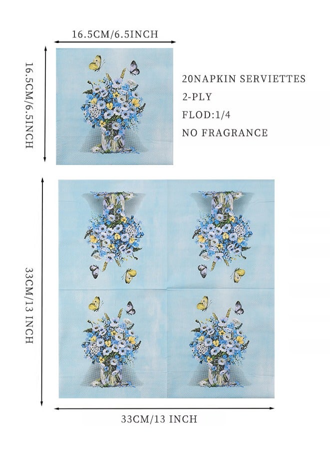 20 Pieces Color Napkins Party Napkin Tissue Printing Napkin Printed Napkins Wedding Napkin Wedding Decoration Tea Party Decorations Disposable Tissue - Image 3