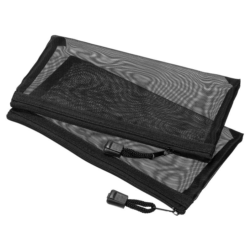MECCANIXITY Mesh Zipper Bags A6 Nylon Zip Pouch Pencil Case Storage Pockets for Travel Office Accessories Black Pack of 6 - Image 2