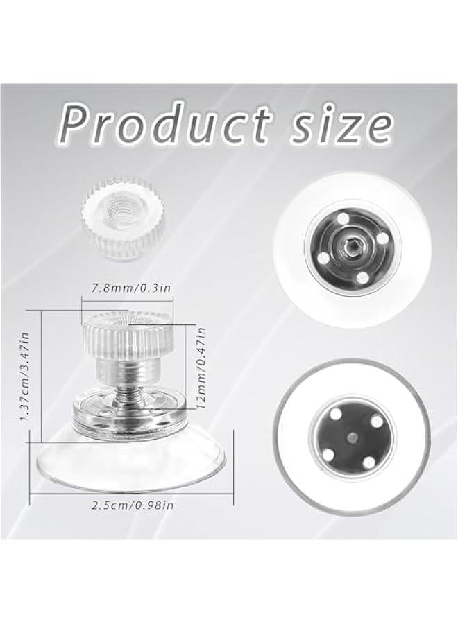 12pcs Thread Suction Cup, Window Suction Cup Hooks with M4 Metal Screw Rods and Nuts Heavy Duty Clear PVC Sucker Pads Strong Adhesive Suction Holder for Bathroom Wall Door Glass Car Shade(25mm) - Image 5
