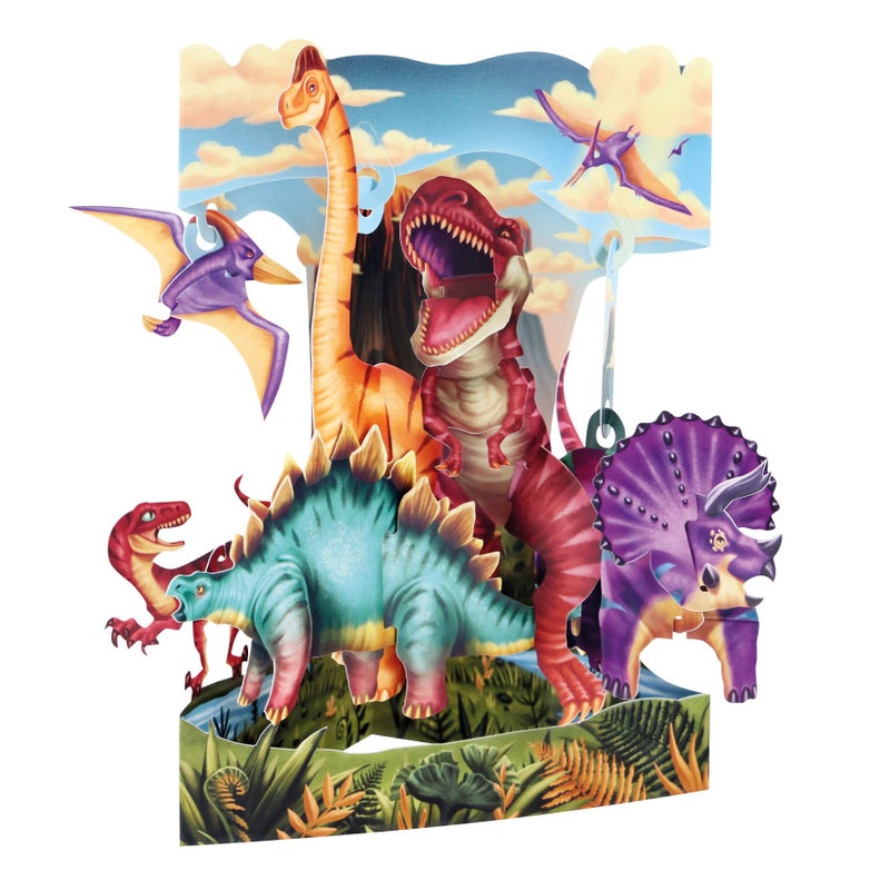 SANTORO Swing Card 3D Pop Up Greeting Card Dinosaurs For Boys Kids Son Grandson Dinosaur Card For Birthday Land of the Dinosaurs - Image 2