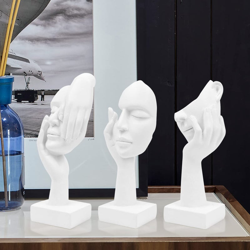 prosfalt 3 Pcs Thinker Statue,Modern Home Resin Sculptures,Collectible Figurines for Home Office Bookshelf Desktop Decor(White) - Image 5
