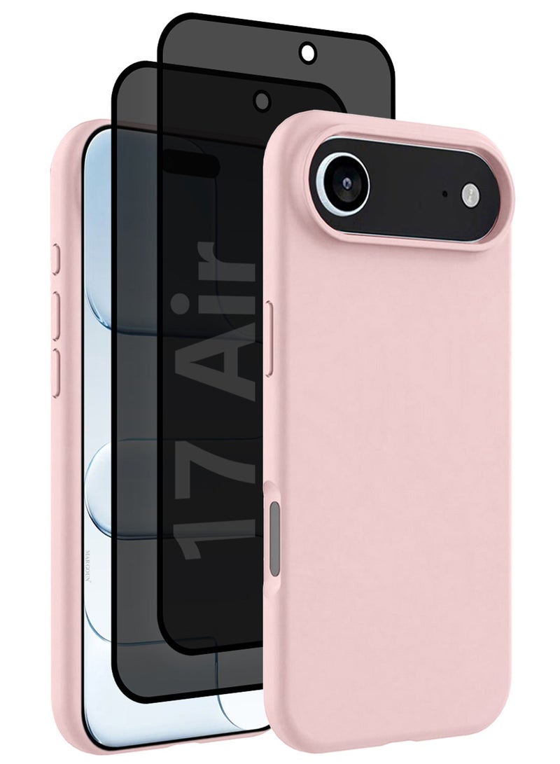 CATANES 3Packs Liquid Silicone Protective Phone Case for iPhone 17 Air , Soft Anti-Scratch Microfiber Lining Utra Slim Drop Protection Phone Cover with Two Privacy Screen Protectors - Sand Pink - Image 1