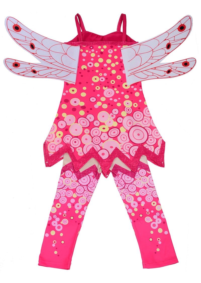 Lito Angels Girls Kids Fairy Costume Fancy Dress Up Kids Halloween Party Fairy Outfits with Leggings Pants and Wings Age 7-8 Years Hot Pink - Image 2