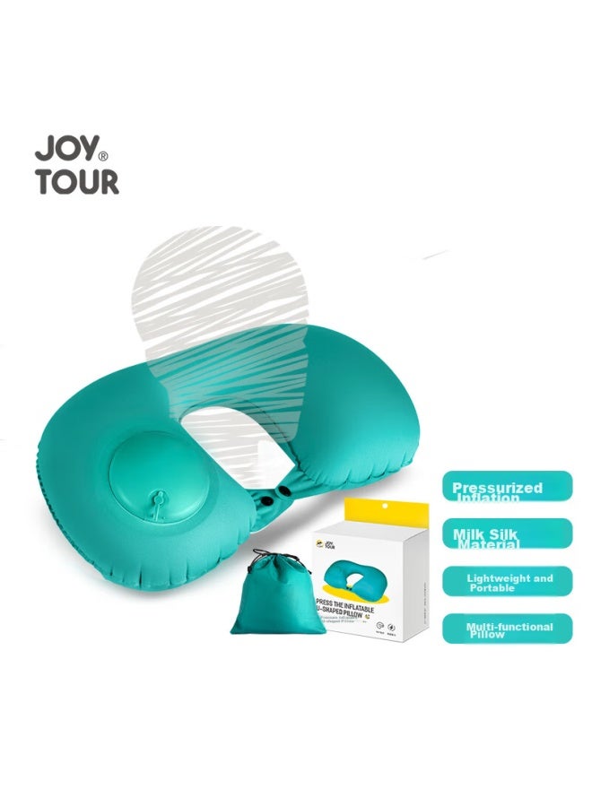 JOY TOUR Joytour U-shaped Pillow With Air Cushion, Portable Travel Neck Pillow, Neck Support, Lumbar Cushion, Sleeping Aid, Green Storage Bag Packaging  - Image 1