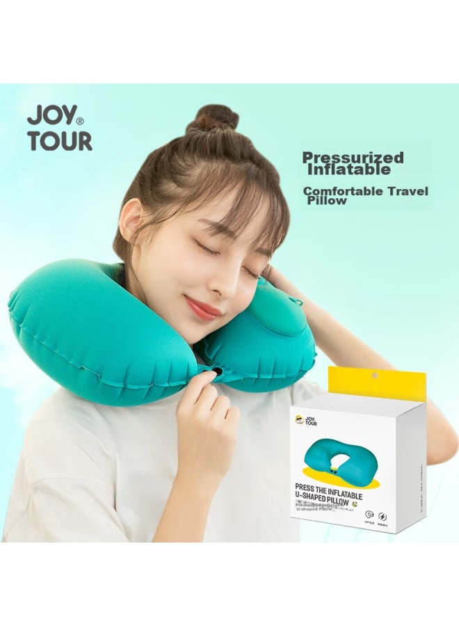 JOY TOUR Joytour U-shaped Pillow With Air Cushion, Portable Travel Neck Pillow, Neck Support, Lumbar Cushion, Sleeping Aid, Green Storage Bag Packaging  - Image 2