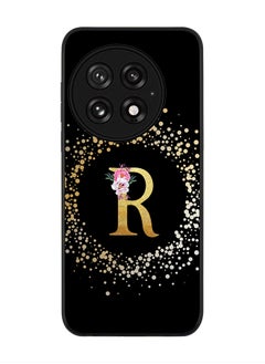 For OnePlus 13 5G Case,Slim fit Camera Protection, Shockproof Thin Phone cover  - Custom Monogram Floral - R ( Black )
