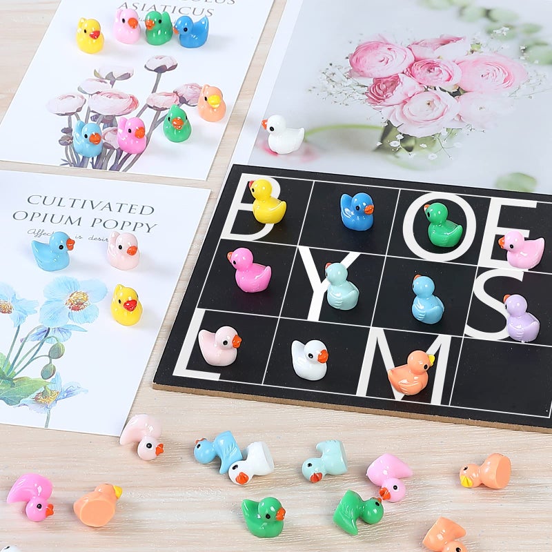 JIUZHU 220 Pcs Mini Resin Duck Tiny Ducks Birthday Party Miniature Figure Landscape Aquarium DIY Decoration Bonsai Interior Christmas Fairy Garden Hide and Seek Prank (11 Colors) - Image 5