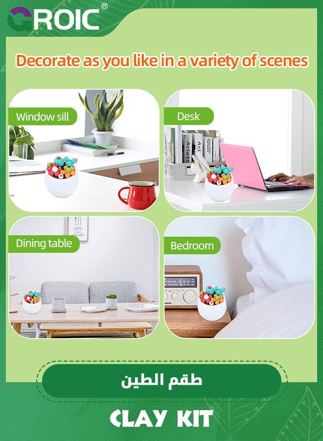 GROIC عبوتان من الفنون والحرف اليدوية للأطفال، طين جاف بالهواء، مجموعات حرفية للأطفال، اصنع باقة زهور الطين الخاصة بك، بدلة طين مطلية، حزمة مواد يدوية الصنع - Image 5